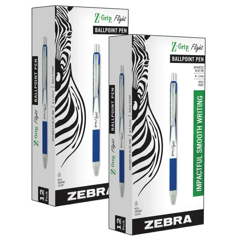 Z-Grip&reg; Flight Ballpoint Retractable Pen 1.2mm, Blue, 12 Per Pack, 2 Packs