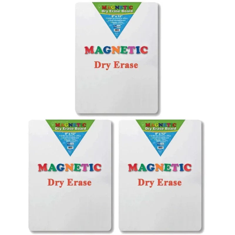 Magnetic Dry Erase Board, 9" x 12", Pack of 3
