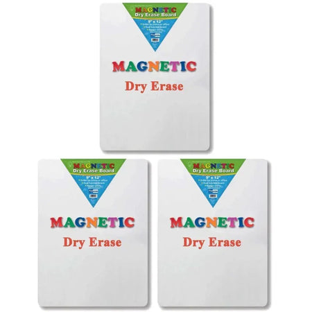 Magnetic Dry Erase Board, 9" x 12", Pack of 3