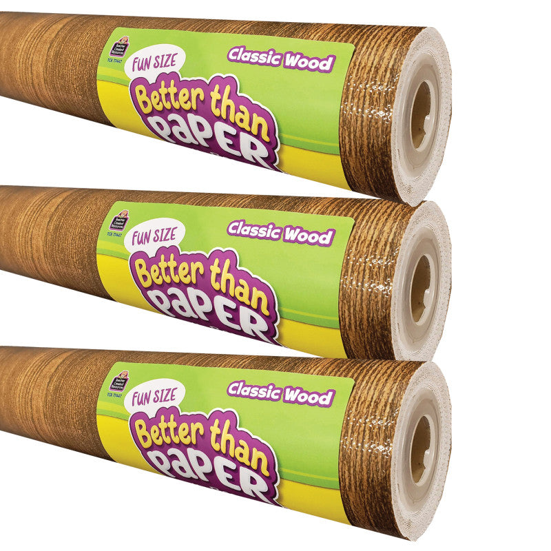 Fun Size Better Than Paper&reg; Bulletin Board Roll, 18" x 12', Classic Wood, Pack of 3