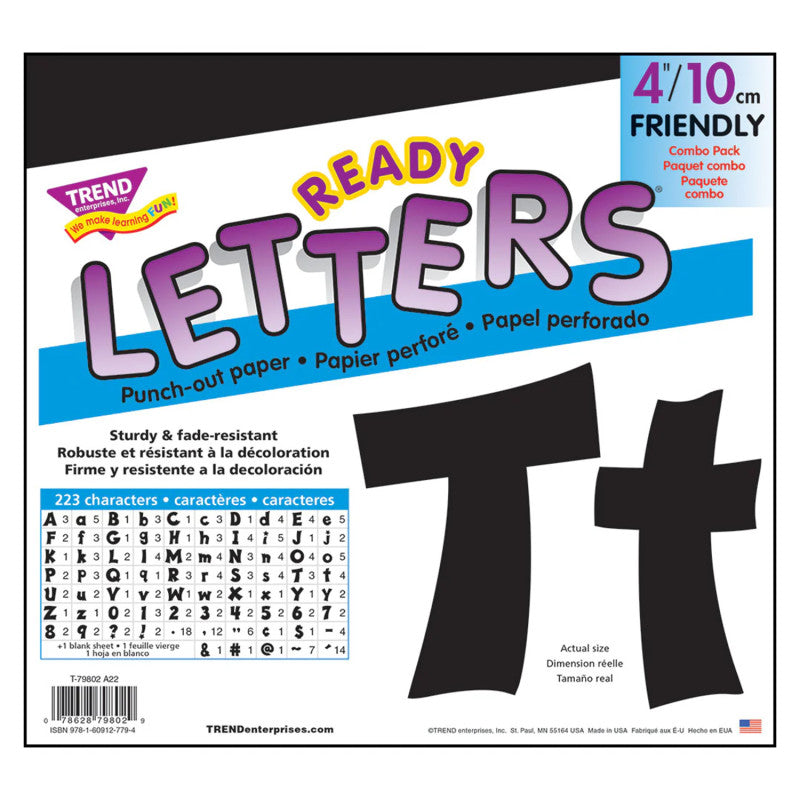 Black 4-Inch Friendly Uppercase/Lowercase Combo Pack (EN/SP) Ready Letters&reg;
