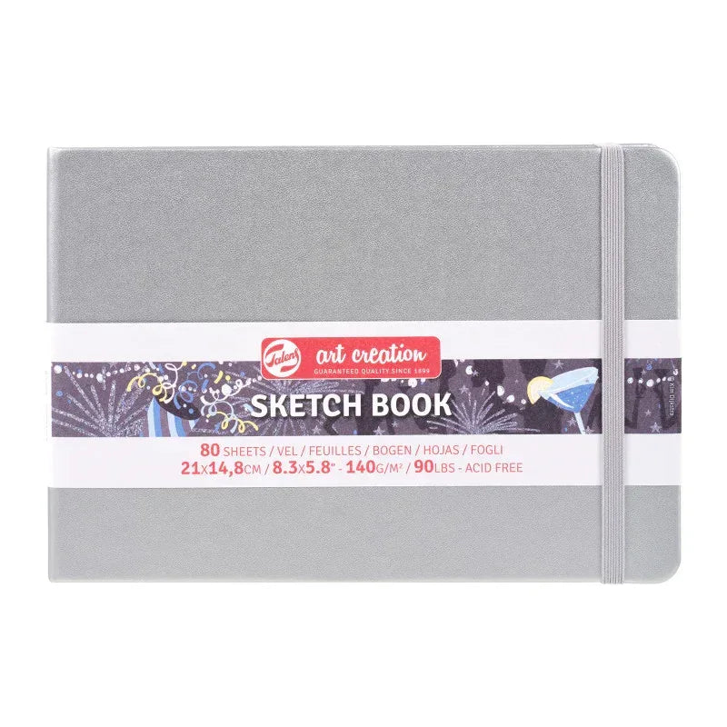 Sketchbook, 80 Sheets, 90lbs, Shiny Silver Cover, 8.3" x 5.8" (A5)