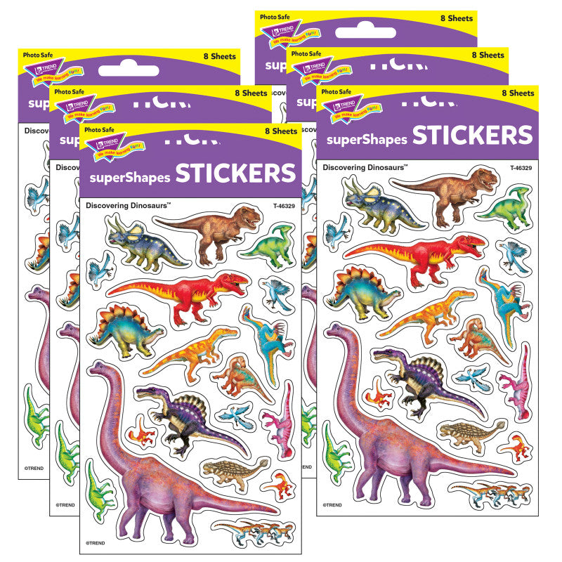 Discovering Dinosaurs&reg; superShapes Stickers-Large, 152 Per Pack, 6 Packs