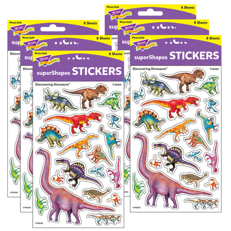 Discovering Dinosaurs&reg; superShapes Stickers-Large, 152 Per Pack, 6 Packs