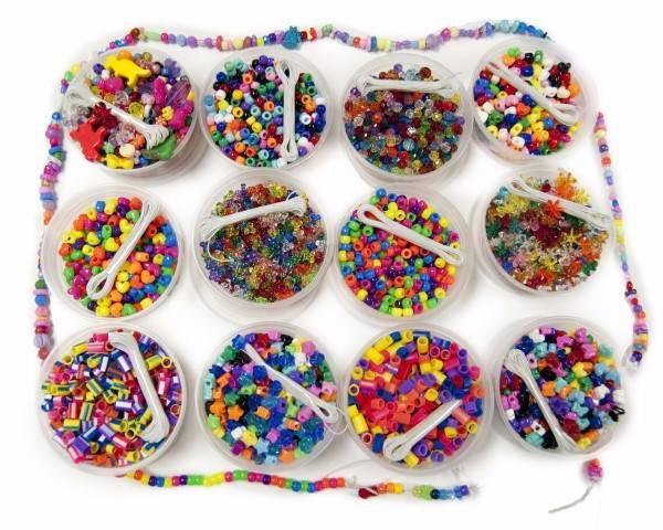 Hygloss Beads Treasure Box - 12 Buckets Assorted Colored Beads