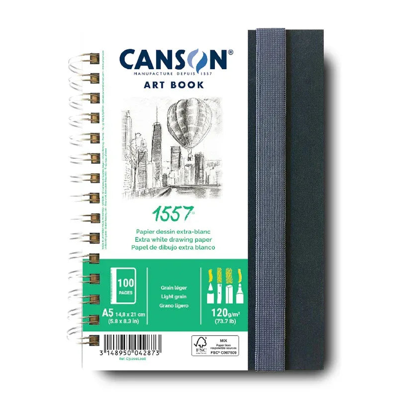 Artist Series 1557 Sketch Art Book, Fabric Cover, Side Wire Binding, 50 Sheet, 5.8x8.3 inch, 1 Count