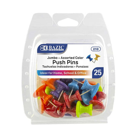 Jumbo Push Pins, Assorted Color, Pack of 25