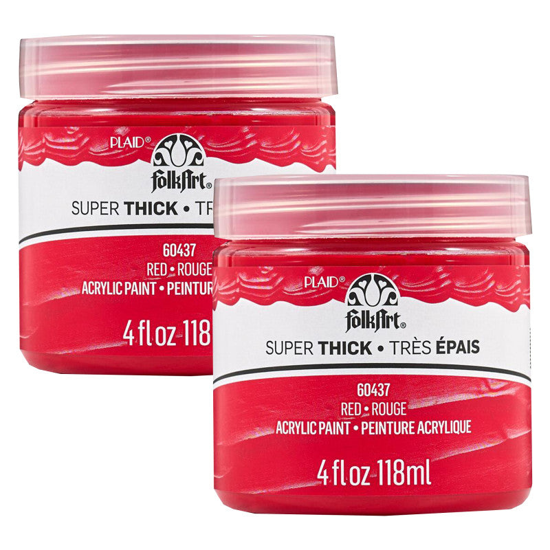 Super Thick Acrylic Paint, 4 oz, Red, 2-Pack
