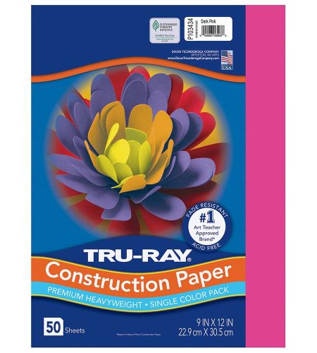 Pacon Tru-Ray Construction Paper 9" x 12" 50 Sheets Per Pack Dark Pink