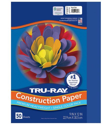 Pacon Tru-Ray Construction Paper 9" x 12" 50 Sheets Per Pack Royal Blue