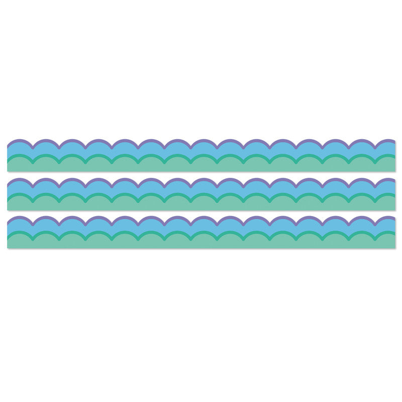 Happily Ever Elementary Retro Remix Cool Waves Scalloped Bulletin Board Borders, 39 Feet Per Pack, 3 Packs