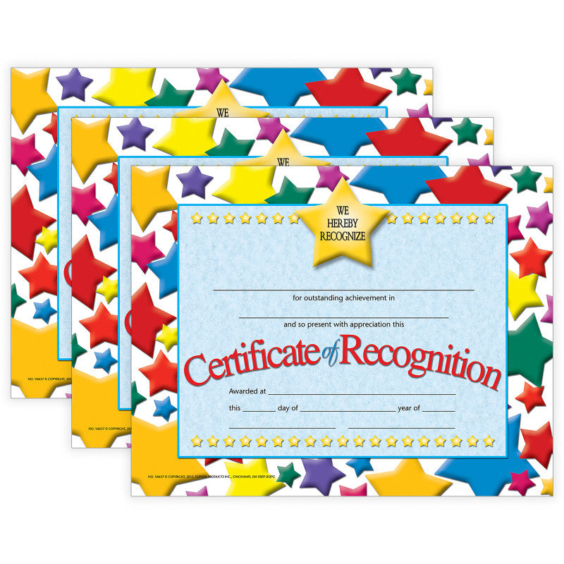Certificate of Recognition, 30 Per Pack, 3 Packs
