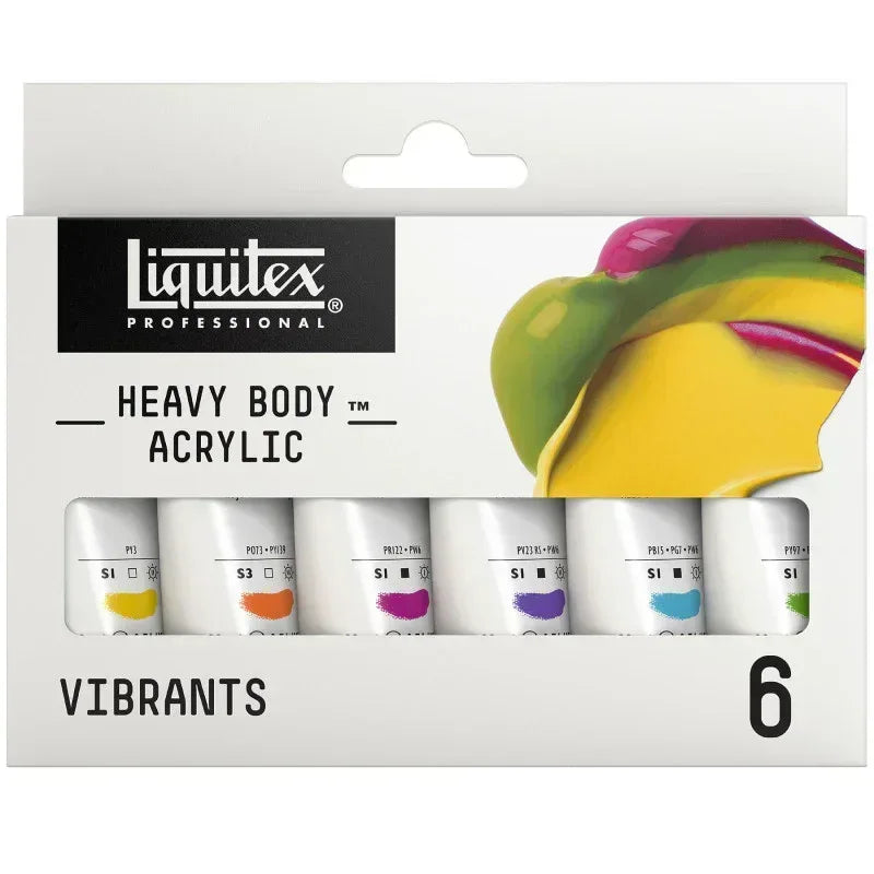 Professional Heavy Body Acrylic Paint, Vibrant Colors, 22 mL Tubes, Set of 6