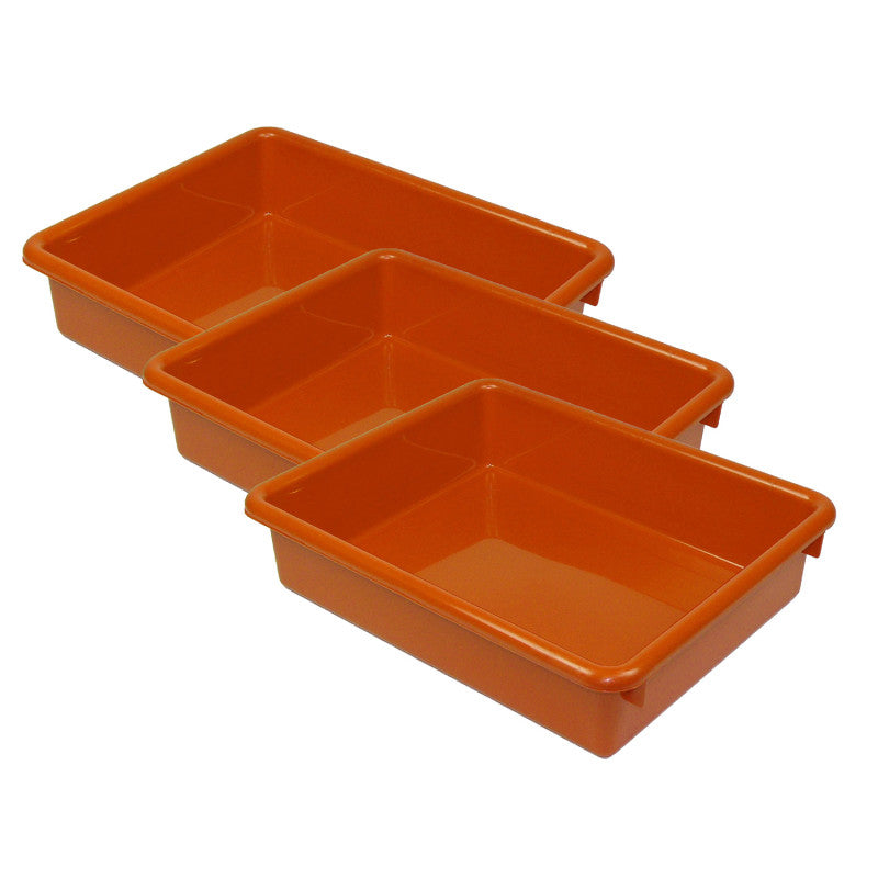 Stowaway&reg; 3" Letter Tray no Lid, Orange, Pack of 3