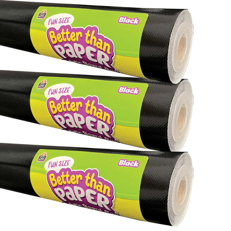 Fun Size Better Than Paper&reg; Bulletin Board Roll, 18" x 12', Black, Pack of 3