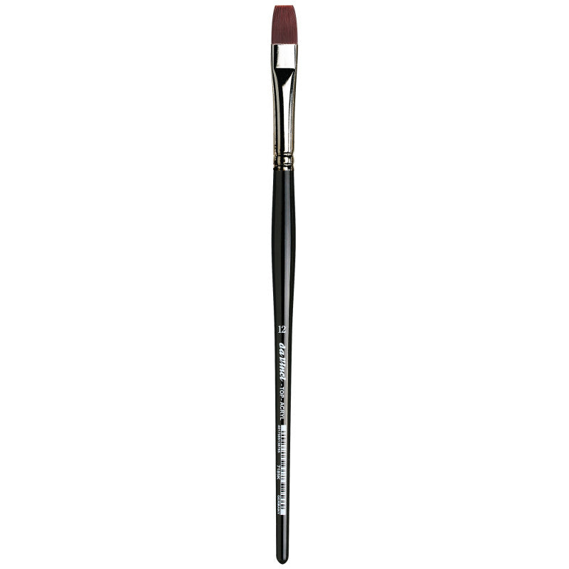 TOP-ACRYL Bright Red-Brown Brush, Synthetic, Acrylic & Oil, Flat, Series 7185K, Size 12