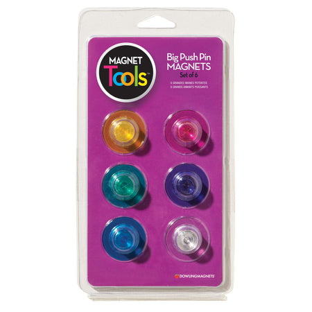 Magnet Tools Big Push Pin Magnets, Set of 6