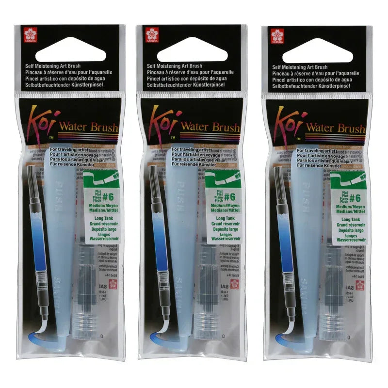 Koi Water Brush, 9mL Tank, Flat, Medium, Pack of 3