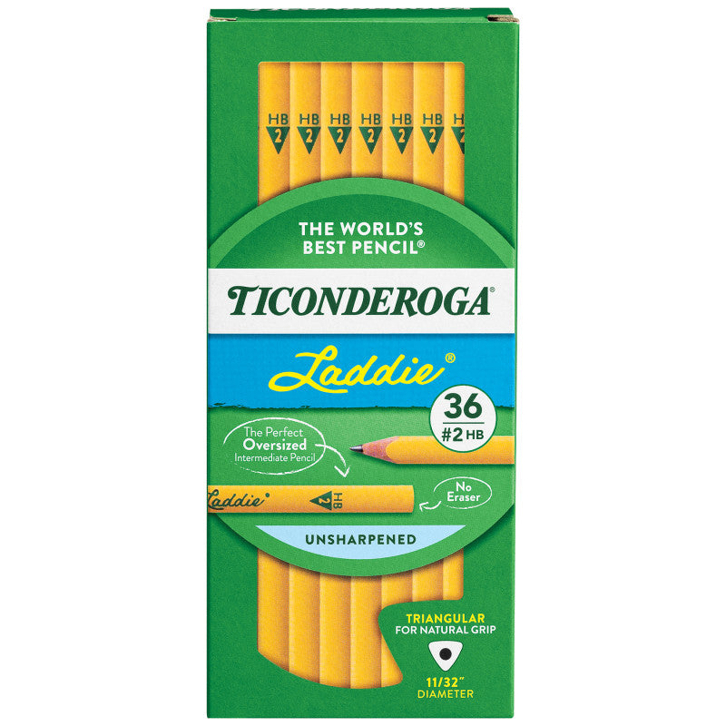 Laddie&reg; Tri-Write Intermediate Size No. 2 Pencils without Eraser, Box of 36