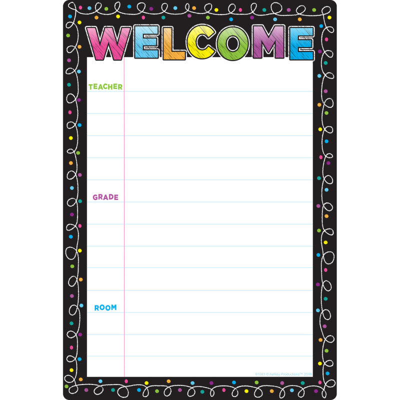 Smart Poly&reg; Chart Chalk Dots Welcome, 13" x 19"