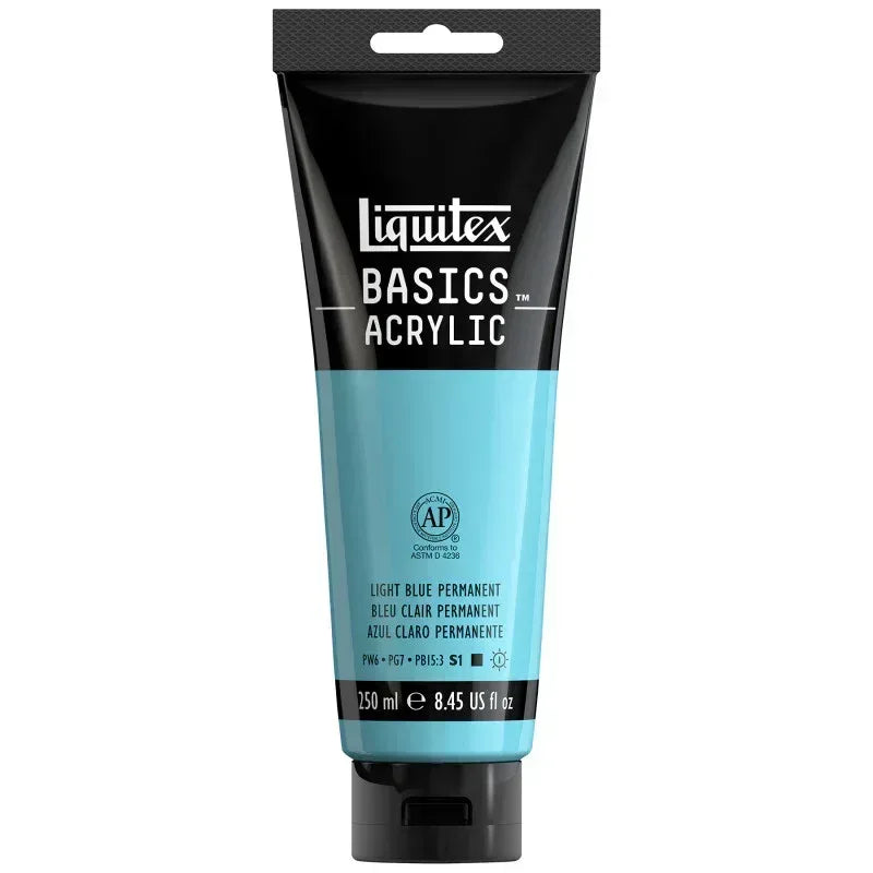 BASICS Acrylic Paint, 250 mL, Tube, Light Blue Permanent