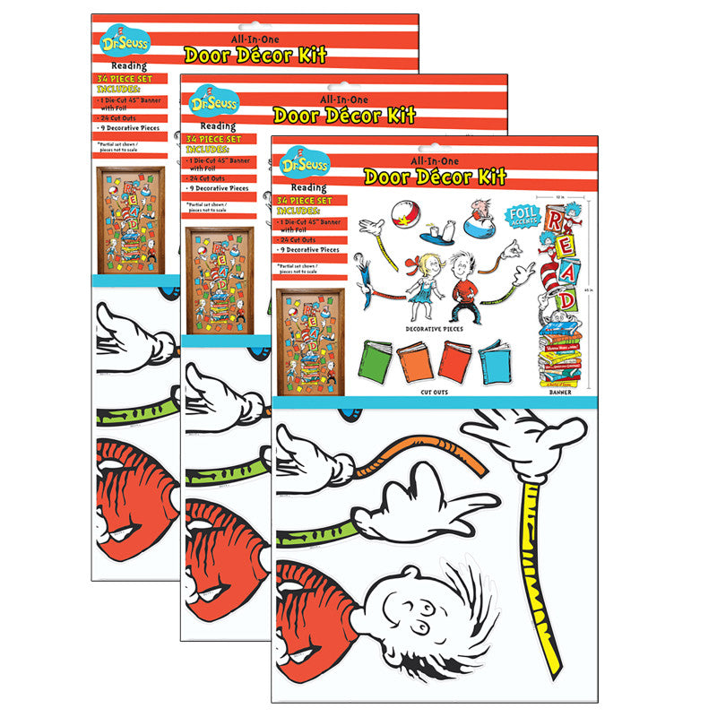 Dr. Seuss&trade; Reading All-In-One Door Decor Kit, 34 Pieces Per Set, 3 Sets