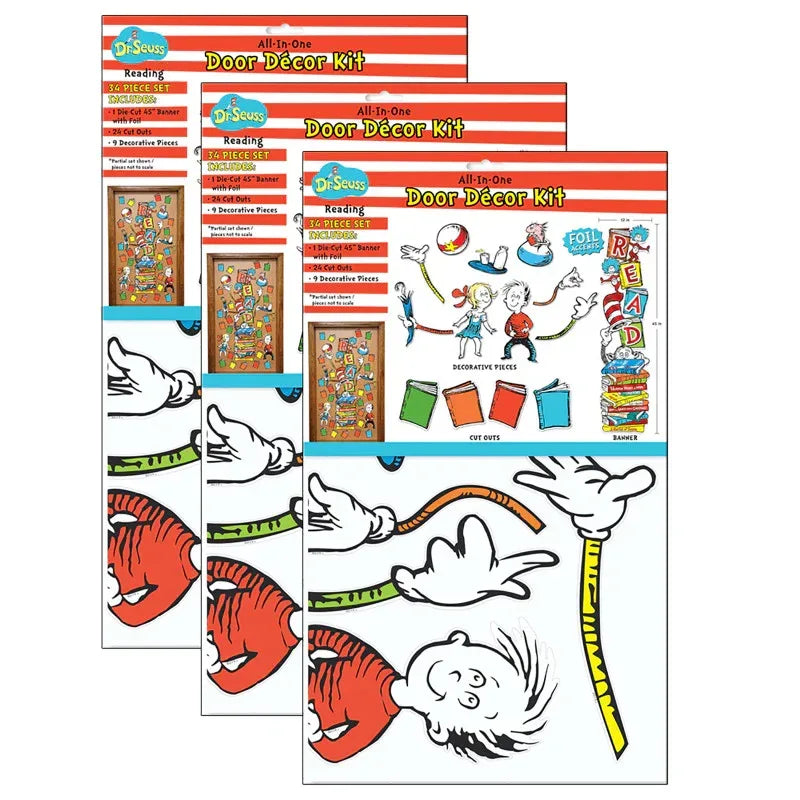 Dr. Seuss&trade; Reading All-In-One Door Decor Kit, 34 Pieces Per Set, 3 Sets