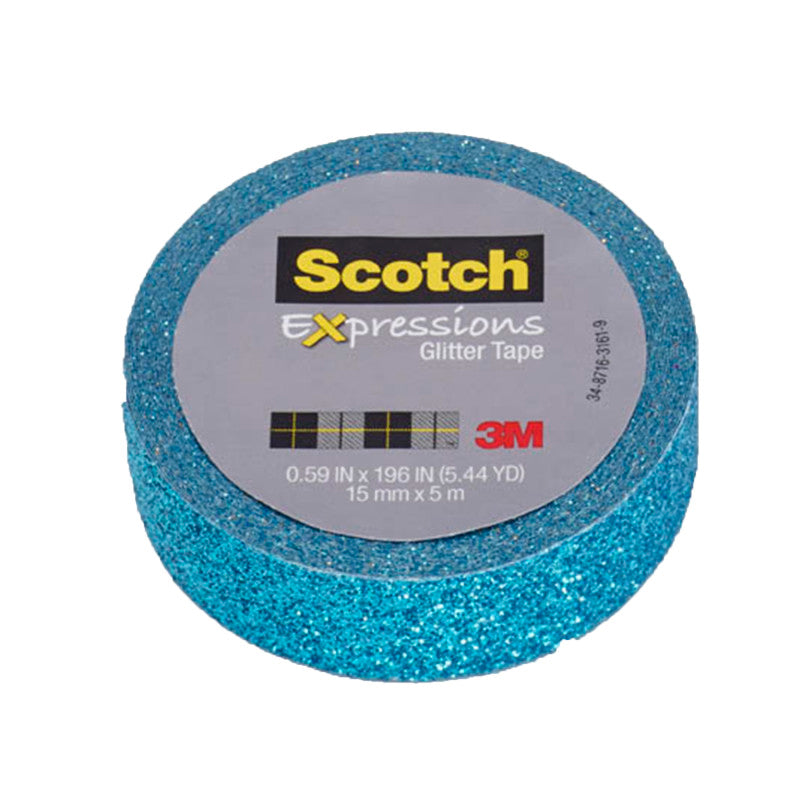 Expressions Glitter Tape, .59" x 196", Teal Blue