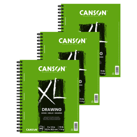 XL Series Drawing Pad, Side Wire Binding, 60 Sheet, 9x12 inch, Pack of 3