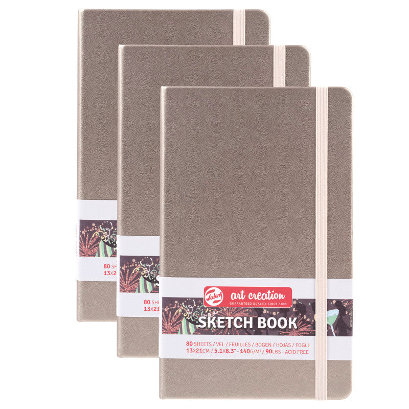 Sketchbook, 80 Sheets, 90lbs, Pink Champagne Cover, 5.1" x 8.3", Pack of 3
