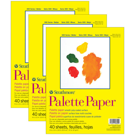 300 Series Palette Pad, Tape Binding, 40 Sheet, 9x12 inch, Pack of 3