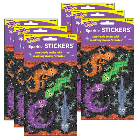 Shiny Lizards Large Sparkle Stickers&reg;, 8 Per Pack, 6 Packs