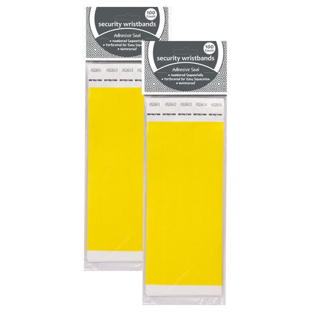 DuPont&trade; Tyvek&reg; Security Wristbands, Yellow, 100 Per Pack, 2 Packs