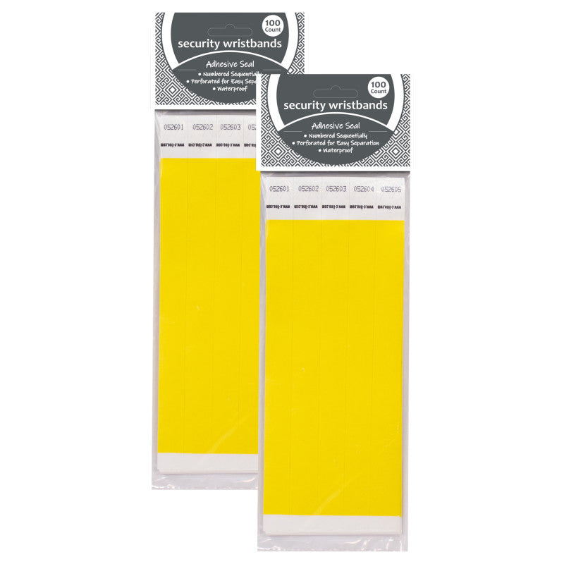 DuPont&trade; Tyvek&reg; Security Wristbands, Yellow, 100 Per Pack, 2 Packs