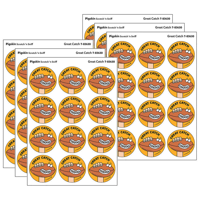 Great Catch/Pigskin Scent Retro Scratch 'n Sniff Stinky Stickers&reg;, 24 Per Pack, 6 Packs
