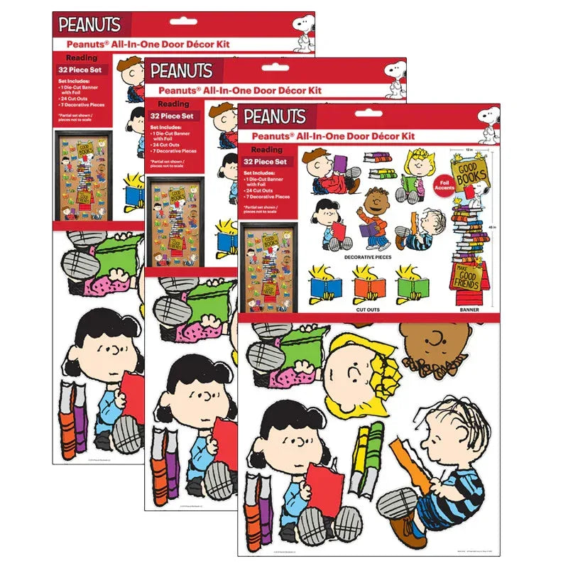 Peanuts&reg; Reading All-In-One Door Decor Kit, 32 Pieces Per Set, 3 Sets