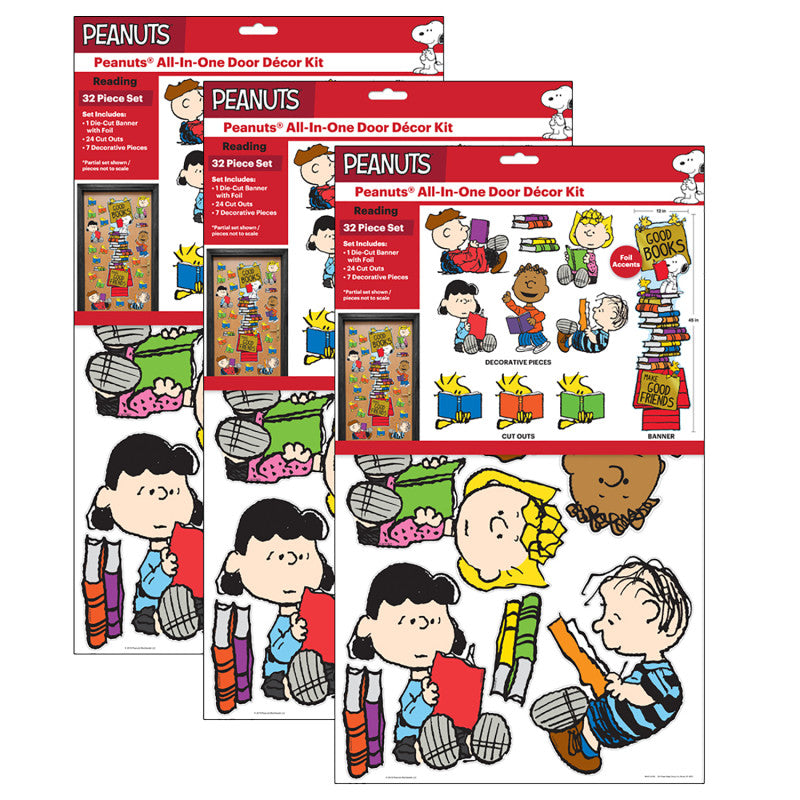 Peanuts&reg; Reading All-In-One Door Decor Kit, 32 Pieces Per Set, 3 Sets