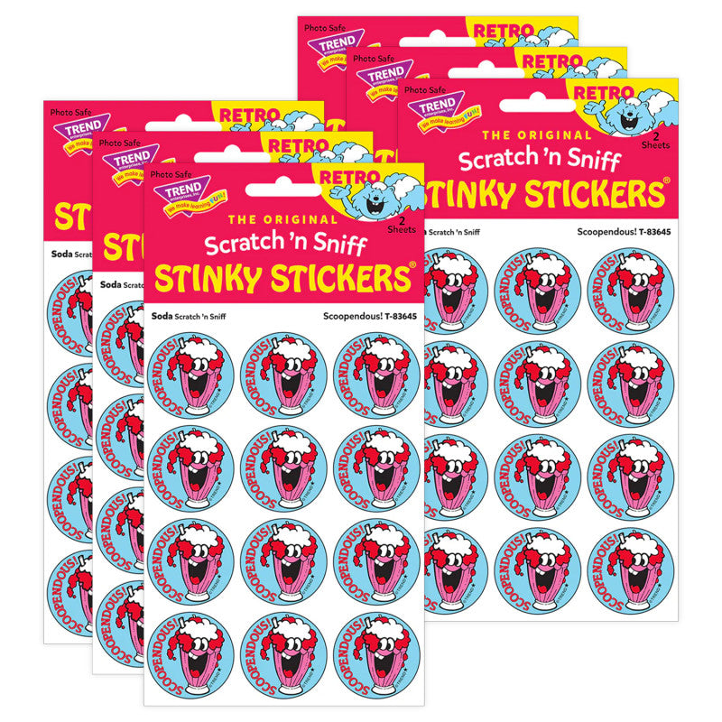 Scoopendous!/Soda scent Retro Scratch 'n Sniff Stinky StickersÂ®, 24 Per Pack, 6 Packs