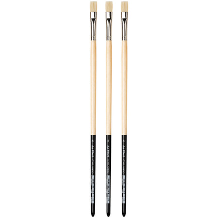 CHUNEO Synthetic Hog Bristle, Oil, Flat, Series 7129, Size 8, Pack of 3