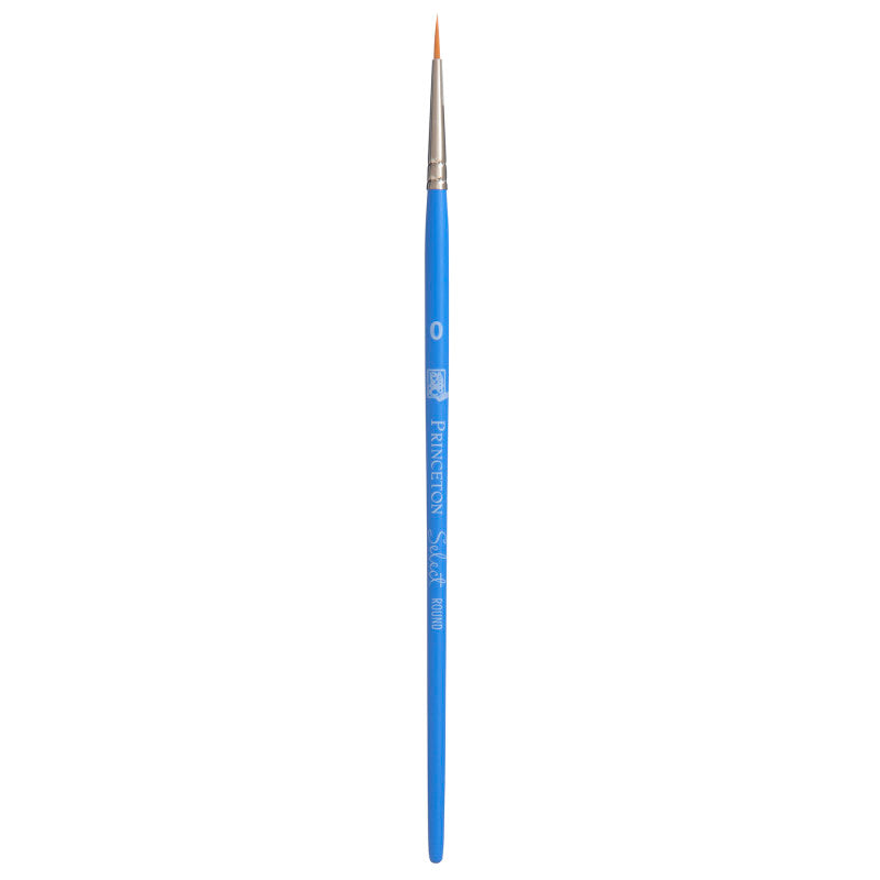 Select Artiste Round Brush, Synthetic Bristles, Short Handle Mixed Media Paintbrush, Jewel Blue, Size 0, 1 Count