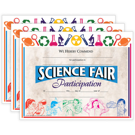 Science Fair Participation Award, 8.5" x 11", 30 Per Pack, 3 Packs