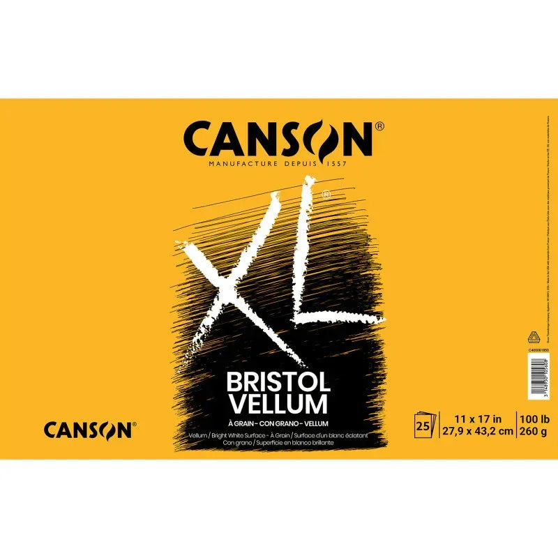 XL Series Bristol Pad, Vellum Finish, Foldover Binding, 25 Sheet, 11x17 inch, 1 Count