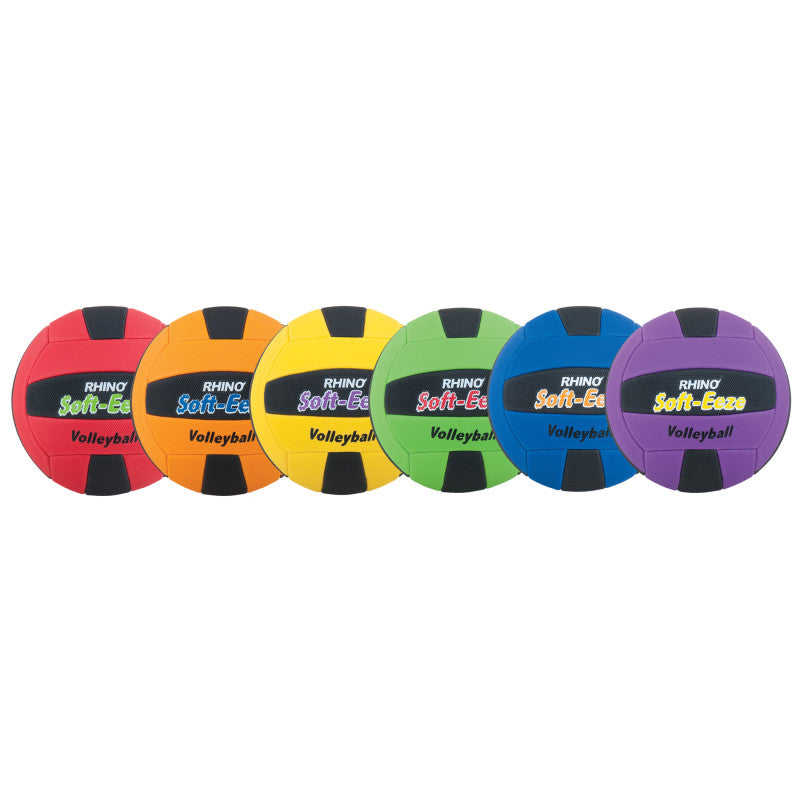 Rhino&reg; Softeeze Volleyball Set, Assorted Colors, Set of 6