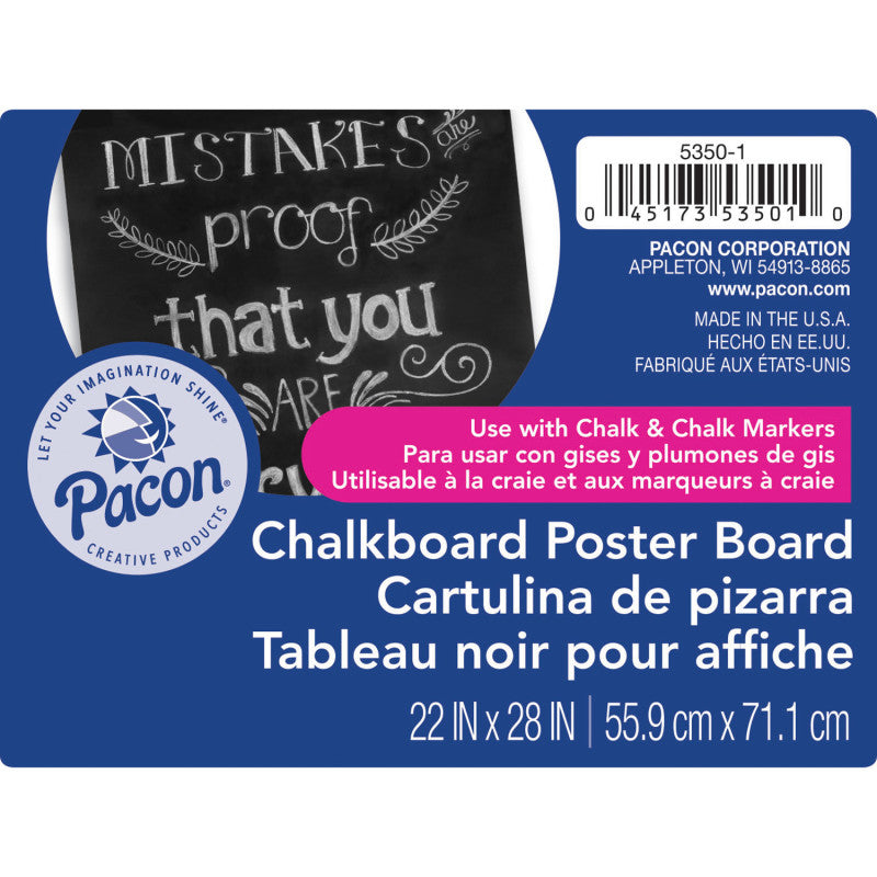 Premium Chalkboard Poster Board, Black, 22" x 28", 25 Sheets DIXP5350-1