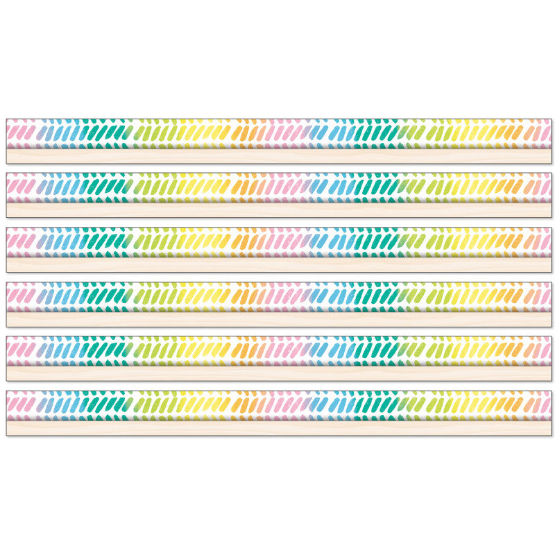 Creatively Inspired Watercolor Chevron Straight Borders, 36 Feet Per Pack, 6 Packs