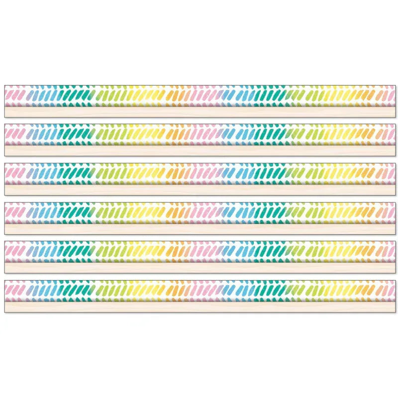 Creatively Inspired Watercolor Chevron Straight Borders, 36 Feet Per Pack, 6 Packs