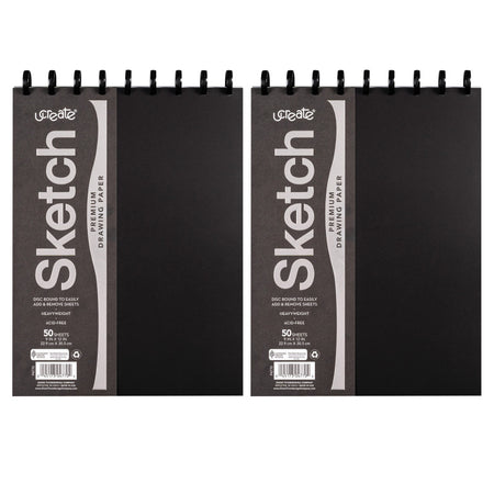 Disc Bound Sketch Book, 9" x 12", 50 Sheets, Pack of 2