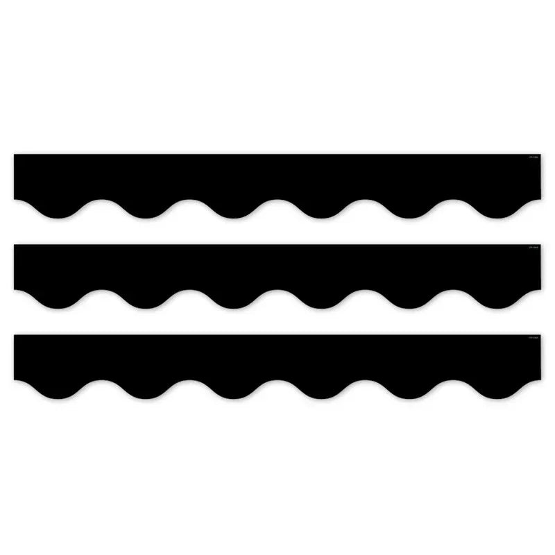 Core Decor Black Wavy EZ Border, Bulletin Board Border, 48 Feet Per Pack, 3 Packs