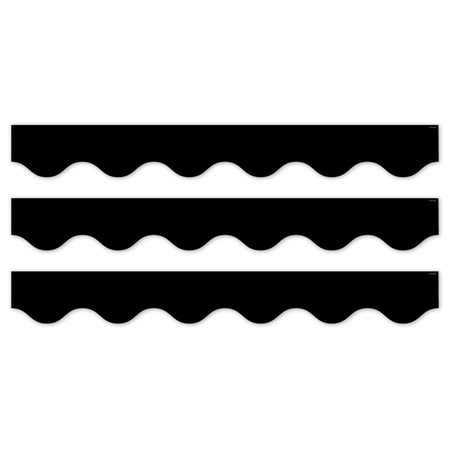 Core Decor Black Wavy EZ Border, Bulletin Board Border, 48 Feet Per Pack, 3 Packs