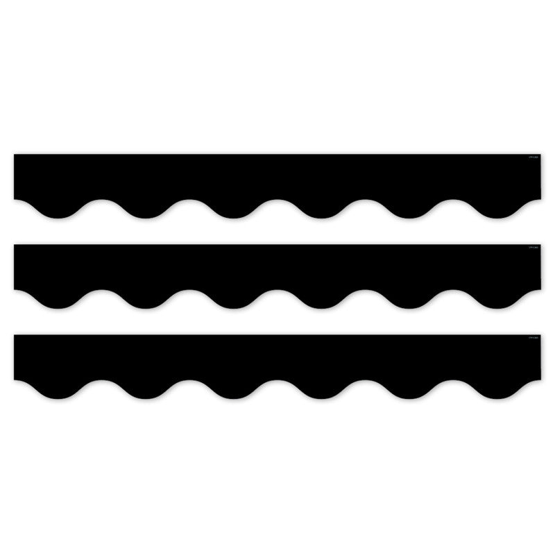 Core Decor Black Wavy EZ Border, Bulletin Board Border, 48 Feet Per Pack, 3 Packs